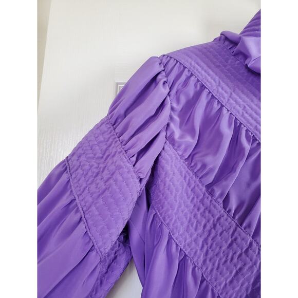 Vintage Marguerite Rubel San Francisco Unique Silky Purple Puffer Jacket, Large - Picture 10 of 12